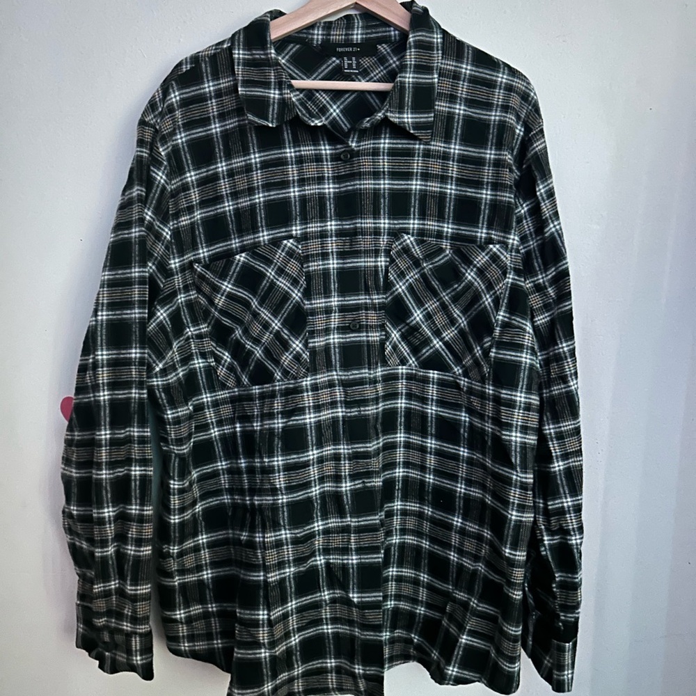 Black and White Plaid Button-Up Shirt
